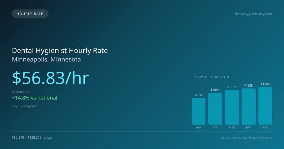 Dental Hygienist Hourly Rate in Minneapolis, MN — 2026 est., based on 2025 BLS