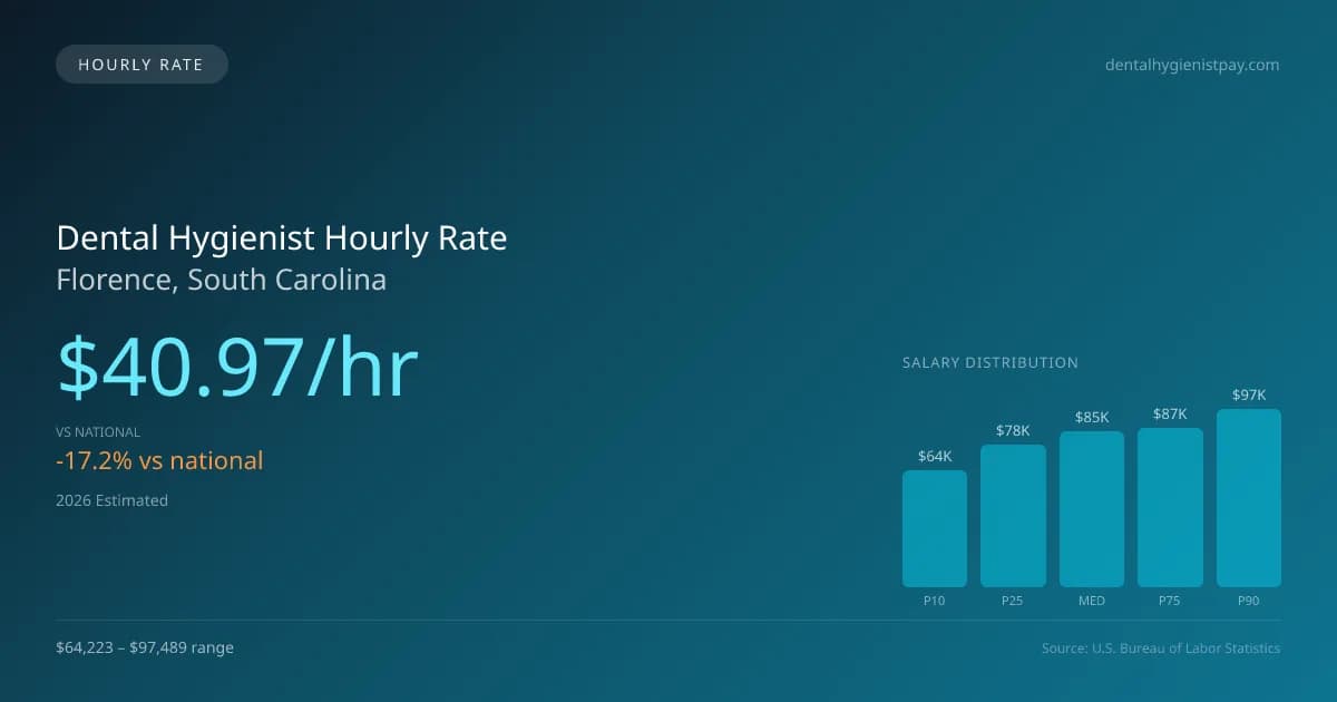 Dental Hygienist Hourly Rate in Florence, SC — 2026 est., based on 2025 BLS