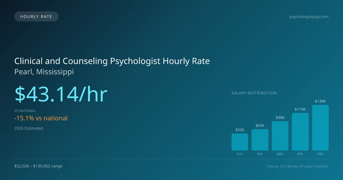 Clinical and Counseling Psychologist Hourly Rate in Pearl, MS — 2026 est., based on 2025 BLS