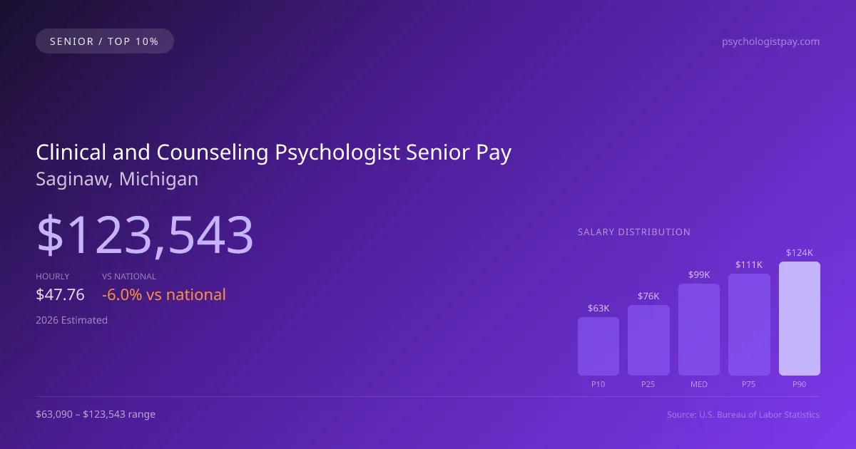 Clinical and Counseling Psychologist Senior Salary in Saginaw, MI — 2026 est., based on 2025 BLS